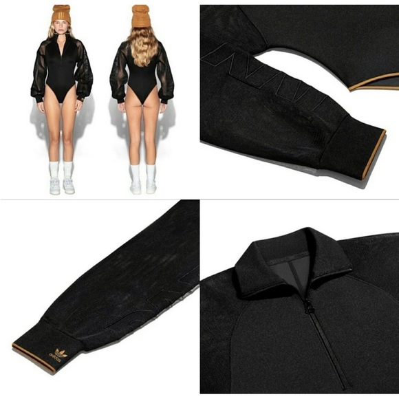 Adidas Ivy Park Beyonce Zip Mesh Long Sleeve Bodysuit Black Gold XS - Picture 15 of 15